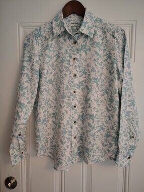 Marks & Spencer M&S Pure Linen Floral Button Down Shirt UK 6 US 2 XS